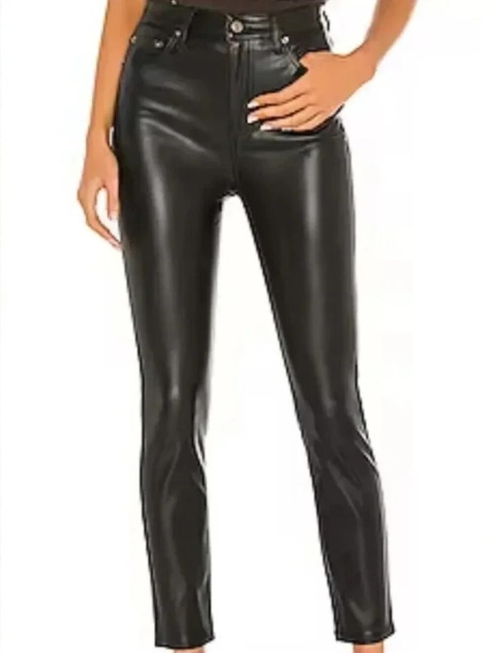 Pistola Black Faux Leather Skinny Pants Women's 26